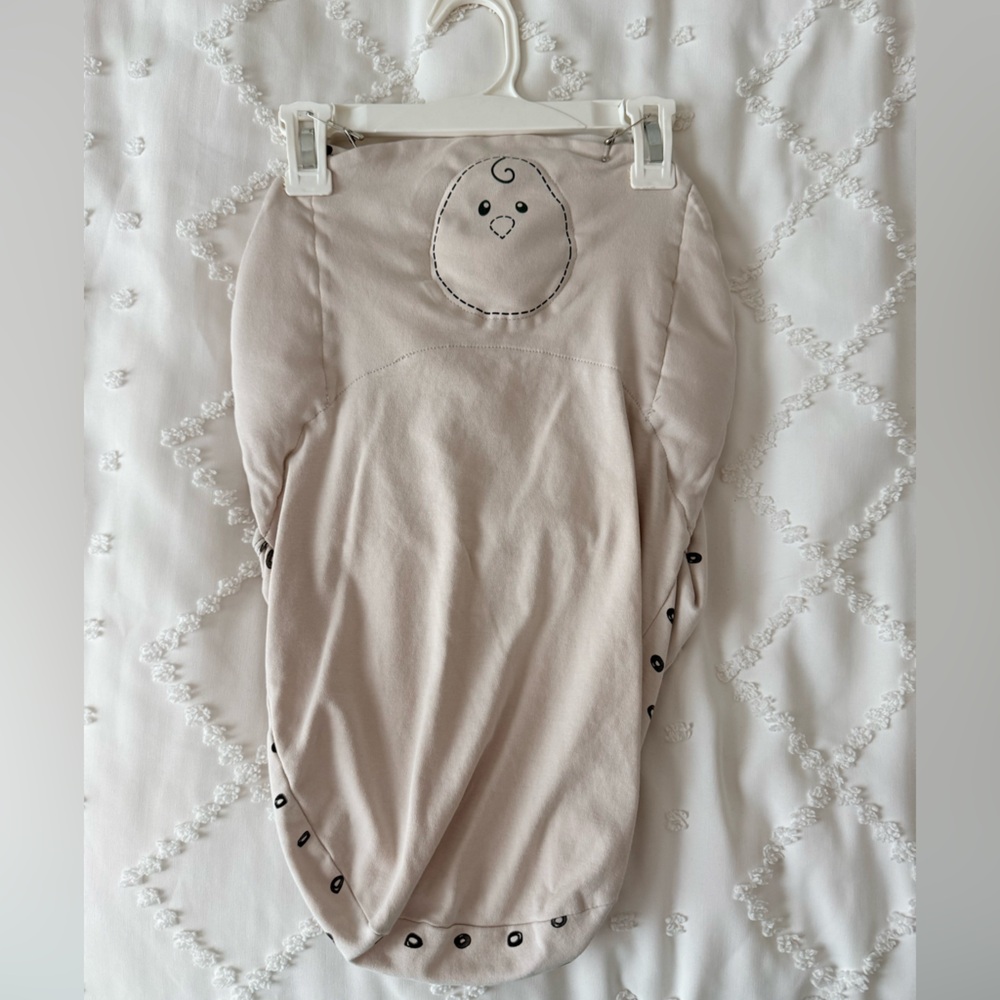 Nested Bean Beige Weighted Sleep Sack Swaddle with Chick Embroidery